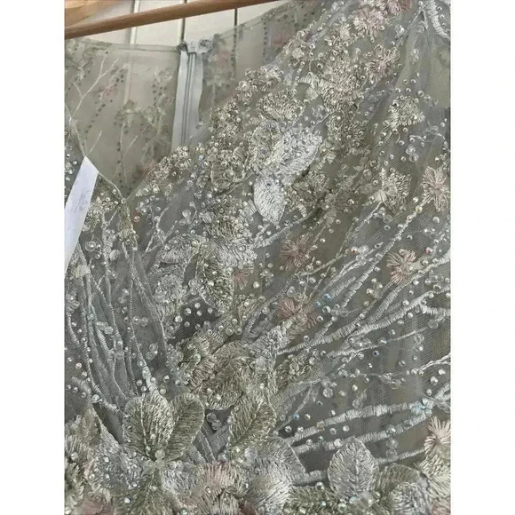 Mac Duggal 20402 Embellished Wrap Illusion A Line Gown 4 Pastel Floral Evening - Picture 7 of 12